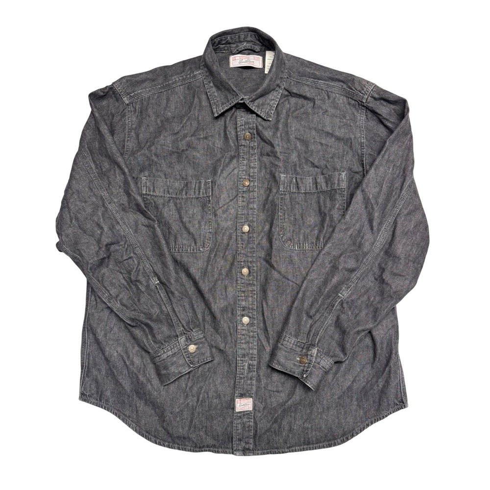 Levi Strauss Signature Mens XL Gray Denim Button Down Shirt Long Sleeve Shacket